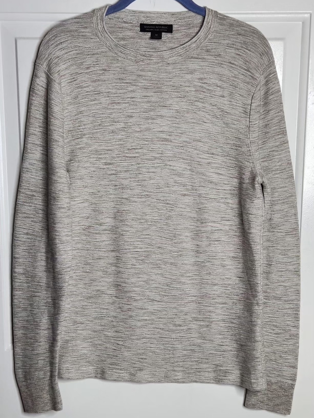 Banana Republic Lightweight Slub Cotton Crewneck Sweater - Heather Tan Size M
